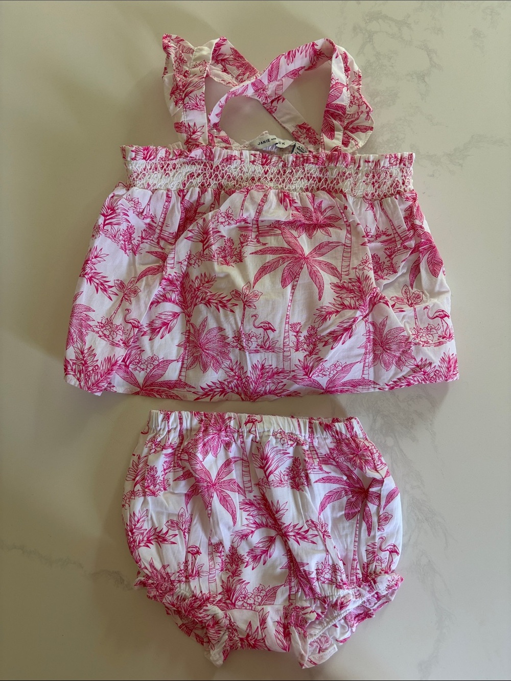 Janie and Jack Pink Tropical Print Baby Matching Set